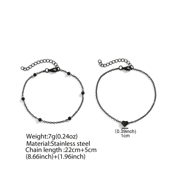 2 pcs Stainless Steel Anklets Set - Picture 2 of 4